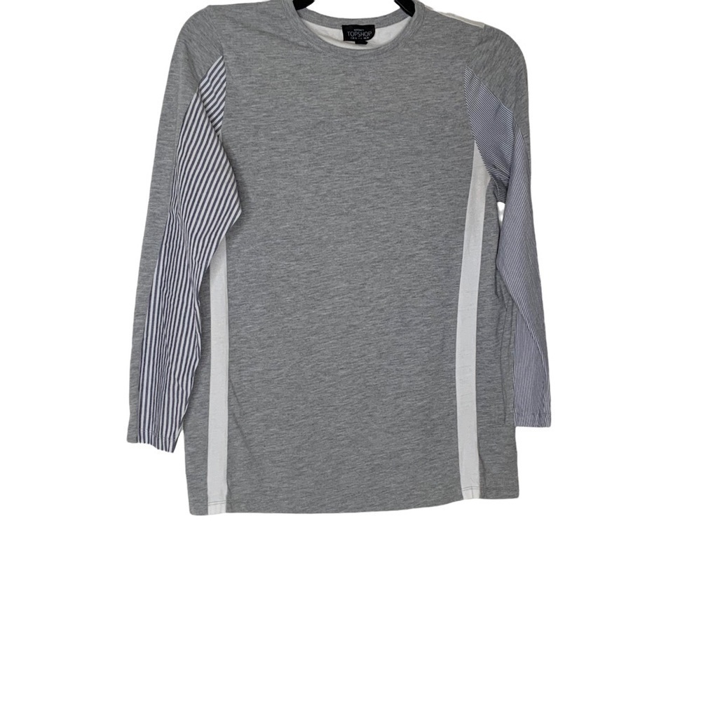 TOPSHOP grey maternity blouse with crew neckline. Size 6 - Picture 2 of 5